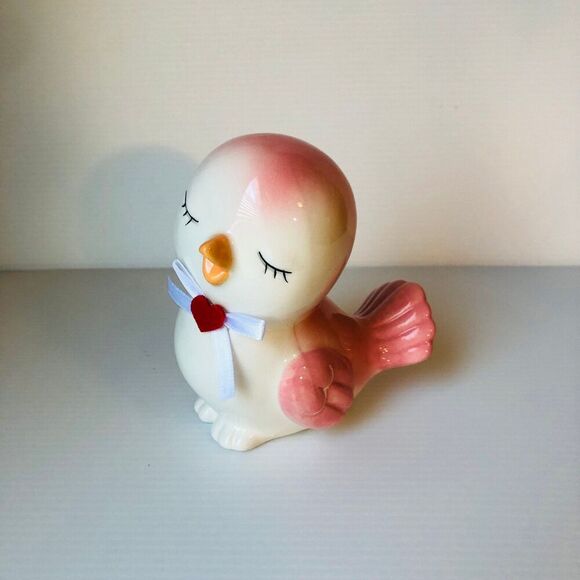 Hobby Lobby Love Bird "Closed Eyes" Pink & White Nostalgic Valentine's Day Décor - Picture 1 of 5